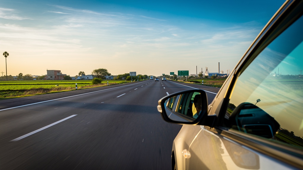 Road trip view toward Dholera, Gujarat under clear weather