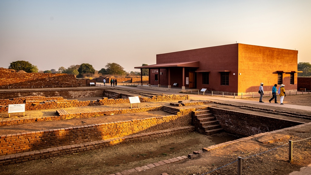 The Lothal museum beside excavated ruins